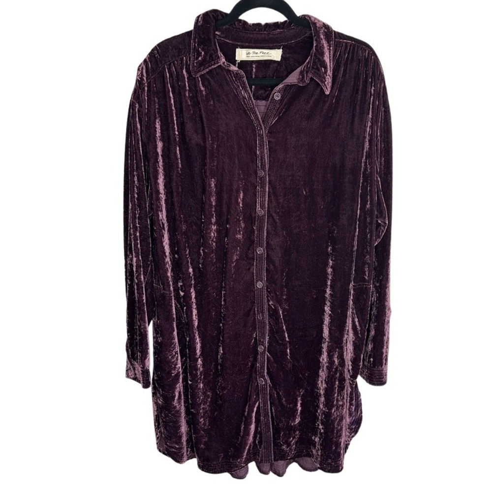 Free People We The Free Sorrento Velvet Maxi Top Size S Tunic Dress Purple